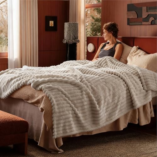 Bedsure blanket folded on a couch