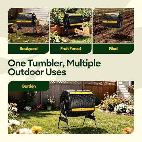 Maygrove composter unit in a backyard garden setting