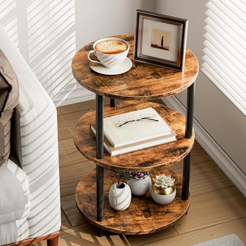 XBurmo Small Round Coffee Table Rustic Brown