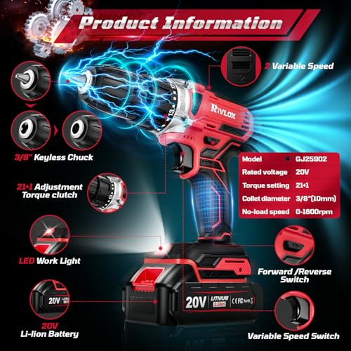 Rivlox cordless drill battery and charger