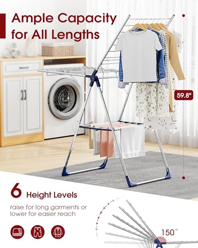 Sakugi laundry rack side profile showing wings