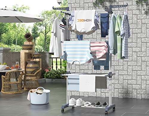 Full height view of the gray HOMIDEC drying rack