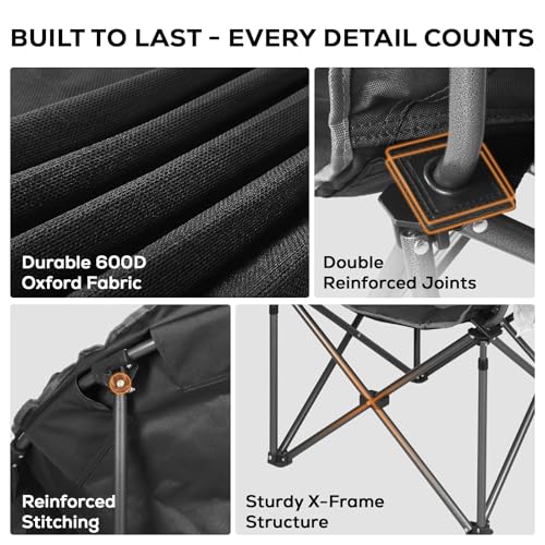 Romswi black XXL camping chair profile