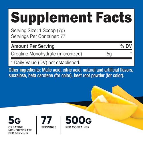 Nutricost Creatine label details showing 500g size