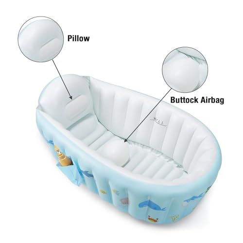 Inflatable baby tub with drain plug