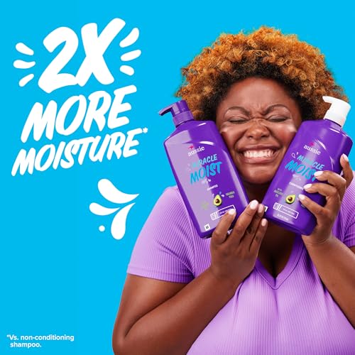 Aussie Miracle Moist Conditioner blue bottle texture