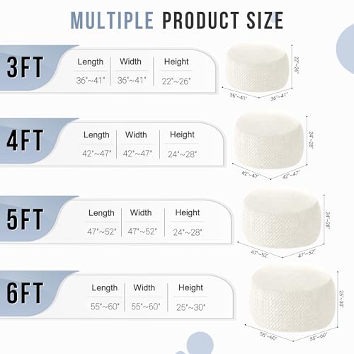 Side profile of white memory foam bean bag