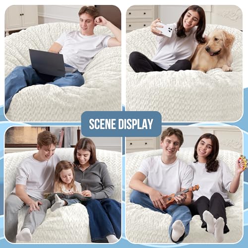 White 4FT bean bag in a living space
