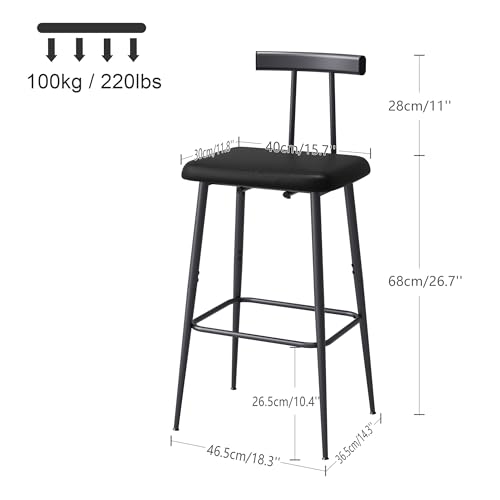 Back view of YAUKTAK KBS515 bar stool