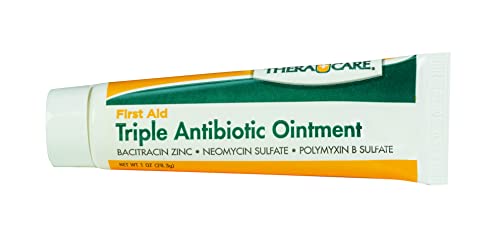 Close up of TheraCare 1 oz antibiotic ointment packaging