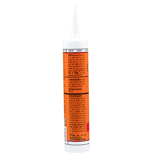 Product label for Gorilla 100% Silicone white caulk