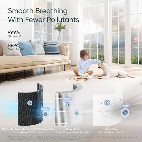 Quiet operation display for Levoit air purifier