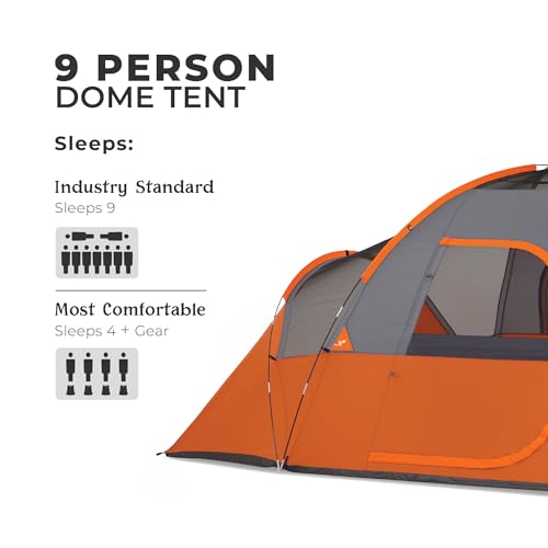 Orange CORE 9 Person tent side view