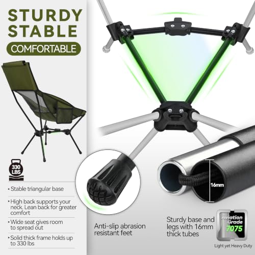 Green ripstop fabric seat of MARCHWAY chair