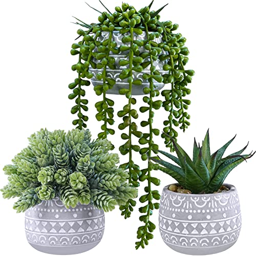Winlyn 3 Pcs artificial succulent set
