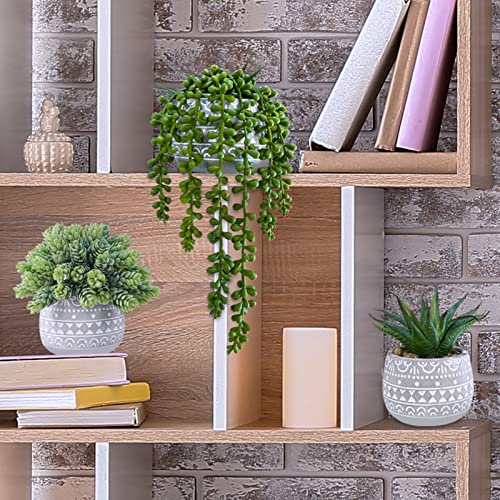 String of pearls artificial plant in gray pot
