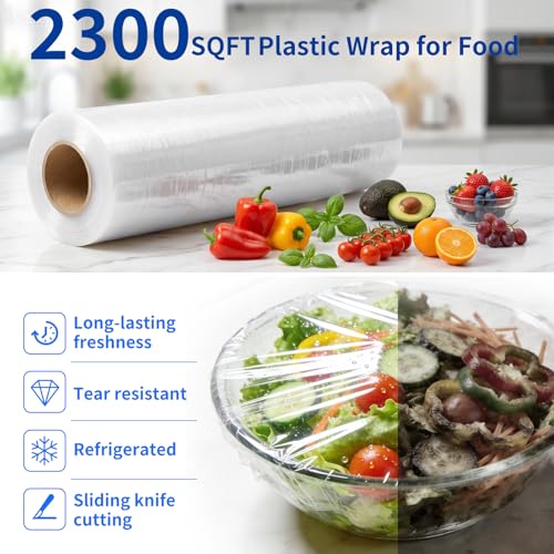 View of the 12 inch plastic wrap roll
