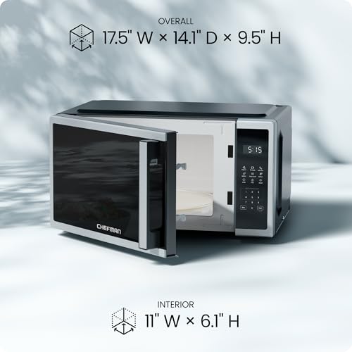 Chefman stainless microwave branding detail