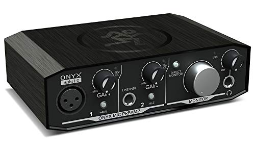 Close up of Onyx mic preamp gain control