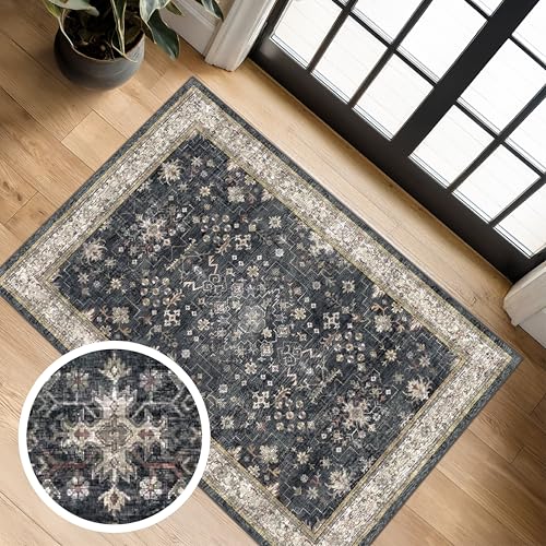 Hazo Haus Black Washable 2x3 Entry Rug main view