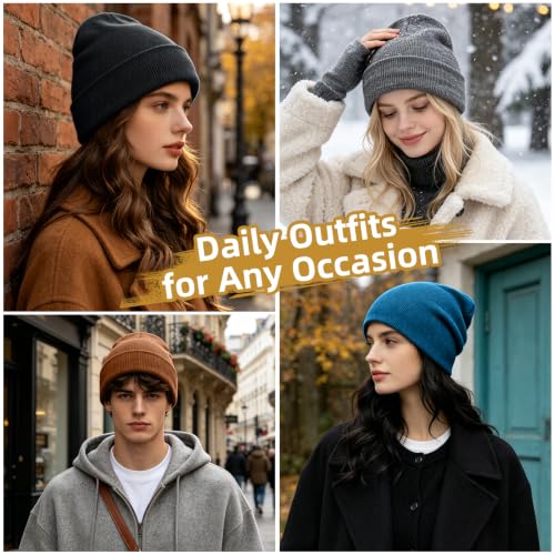 Folded knit beanie set for winter
