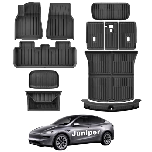 WEIZE 11-piece black floor mat set for Tesla Model Y Juniper