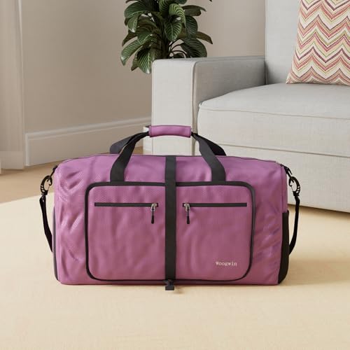 Folded Woogwin 60L Purple Travel Duffel Bag