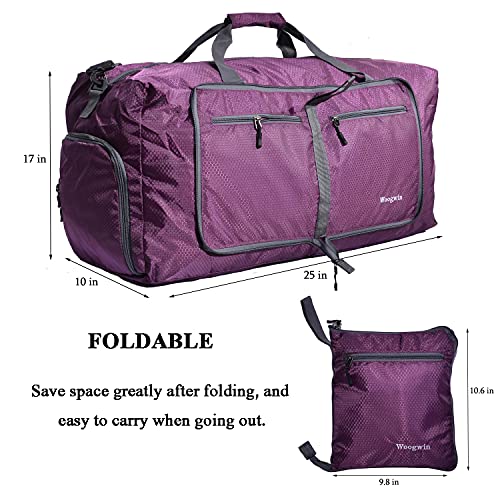 Side view of Woogwin duffel bag showing shoe compartment