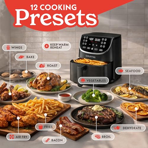 Digital touch control panel of Gourmia air fryer