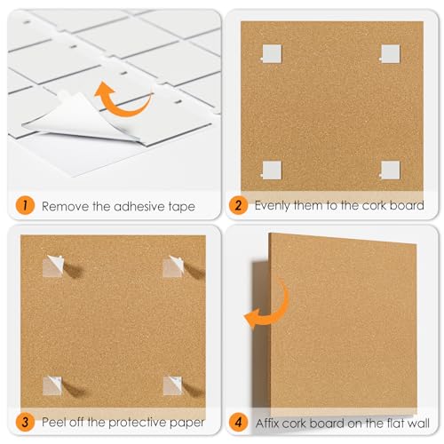 Full view of the modular wood toned cork board
