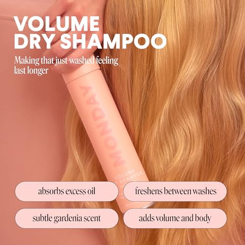 Back view of MONDAY HAIRCARE dry shampoo spray