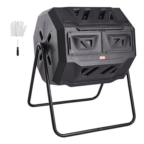 VEVOR 43-Gal Dual Chamber Composter in black
