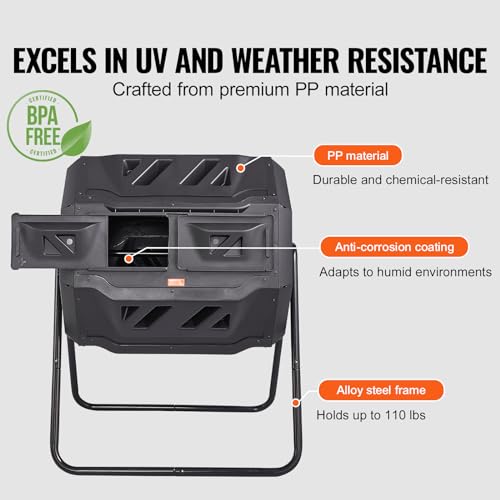 Sturdy steel frame of VEVOR compost bin