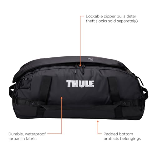 Side view of Thule Chasm 70L black bag