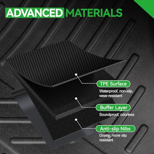 Raised edge detail on the black TPE floor liners