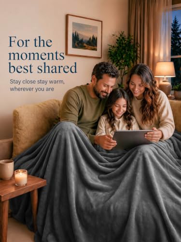 Folded queen size grey blanket