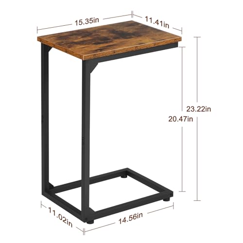 C-shaped side table with laptop