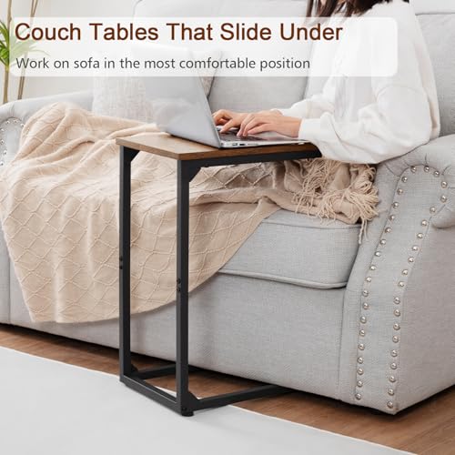 Rustic brown end table as TV tray