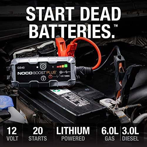 NOCO GB40 jump starter with included battery clamps