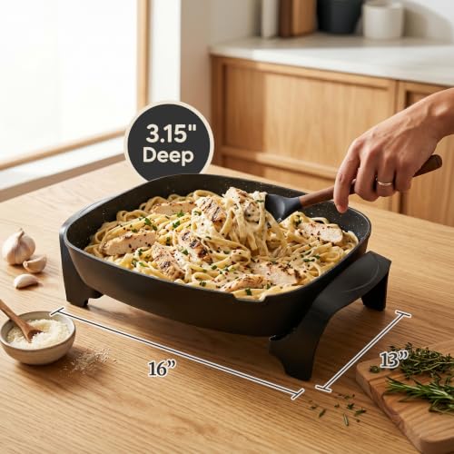 Elite Gourmet Electric Skillet honeycomb non-stick surface