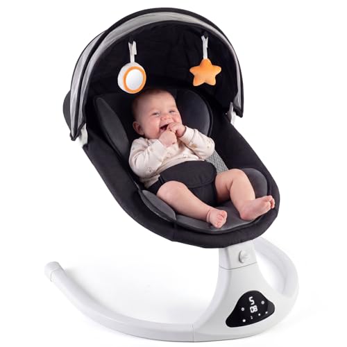 RIVIPLOU CR018 Electric Baby Swing Black profile view