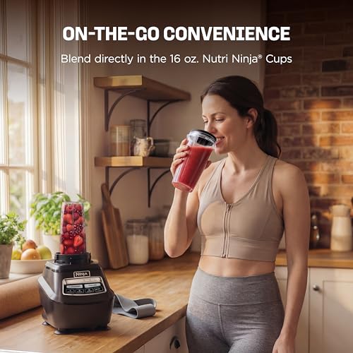 Two 16-oz Nutri Ninja cups with lids