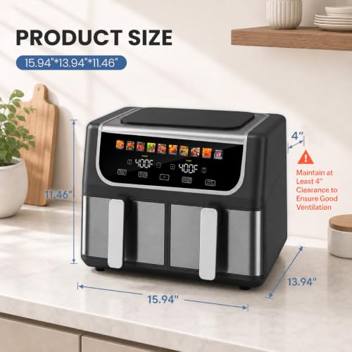 Dual baskets of the OLIXIS air fryer open