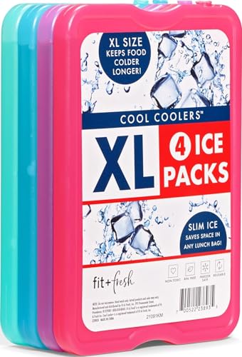 Fit & Fresh 4 Pack XL Slim Ice Packs set