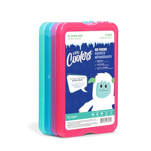Four individual slim cooling blocks for lunch bags