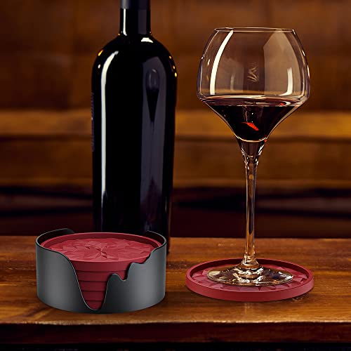 Set of coasters protecting a wooden table surface