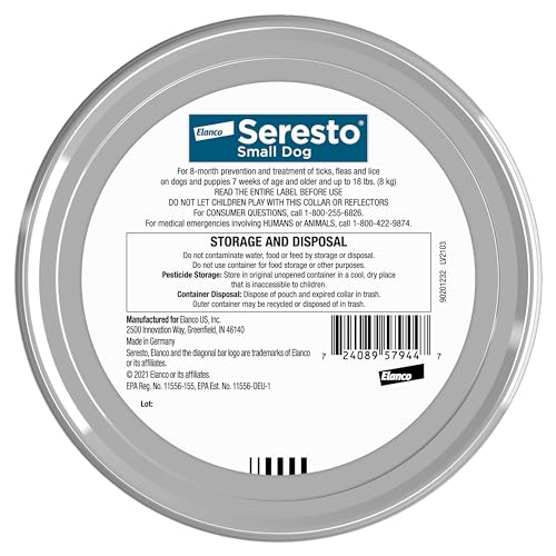 Seresto 8-Month Flea & Tick Collar for Small Dogs Under 18 lbs., 2ct gray collars