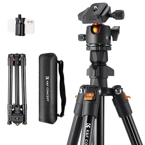 K&F Concept 64-inch aluminum travel tripod side view