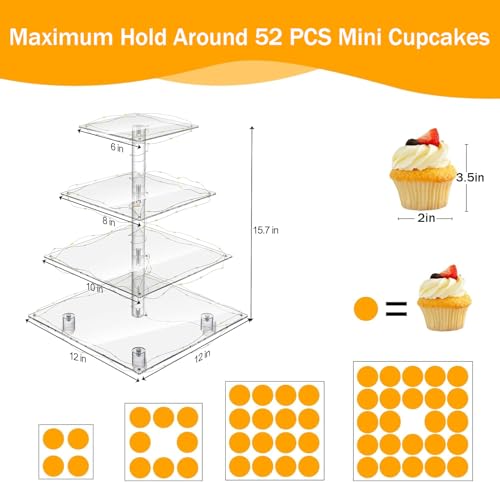 4 tier stand holding party cupcakes