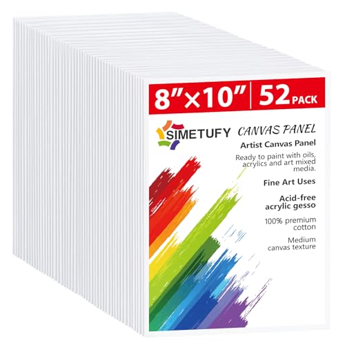Simetufy 52 pack 8x10 canvas boards